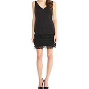 Adrianna Papell Black Fringe Cocktail Dress sz 20